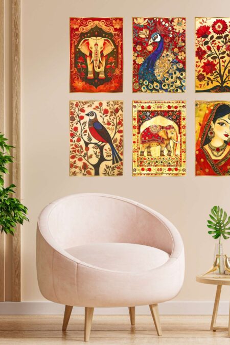 Set of Six Wall Paintings for Wall Dacoration Golden Framed Wall Paintings for Living Room & Bedroom Wall Art for Home Decoration & Office Wall Décor (13x10 inch CH-GD6-8)