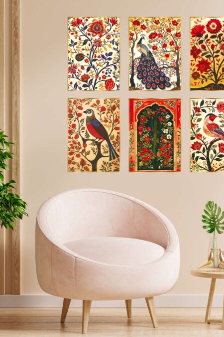 Set of Six Wall Paintings for Wall Dacoration Golden Framed Wall Paintings for Living Room & Bedroom Wall Art for Home Decoration & Office Wall Décor (13x10 inch CH-GD6-9)