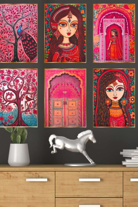 Set of Six Wall Paintings for Wall Dacoration Golden Framed Wall Paintings for Living Room & Bedroom Wall Art for Home Decoration & Office Wall Décor (13x10 inch CH-GD6-4)