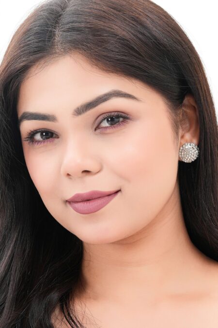 Women's Silver Beads Round Shape Ethnic Stud Earrings for Women